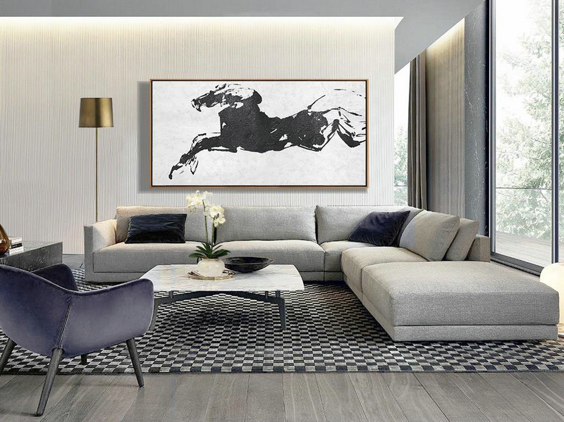 Contemporary Artwork,Oversized Horizontal Minimal Art On Canvas - Original Art For Sale By Artist